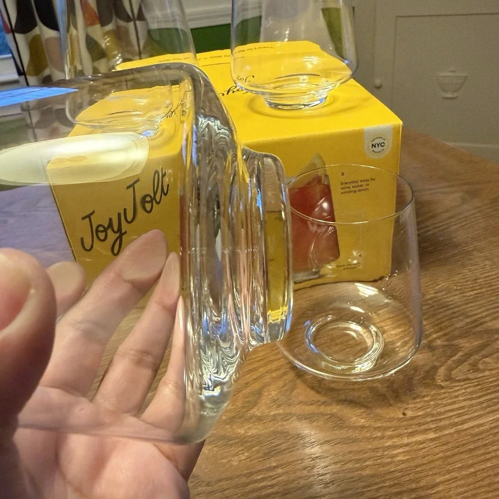 Sidney Stemless Wine Glasses Set of 4 | 19 oz | Tapered | Joy Jolt